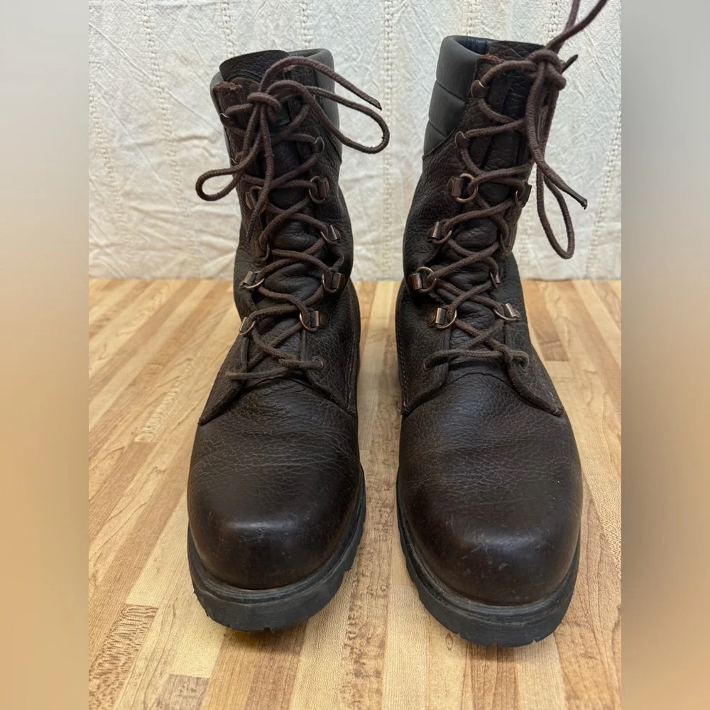 Vintage Red Wing Green Dog Tag Irish Setter Brown 859 Vibram Boots 9.5B Narrow